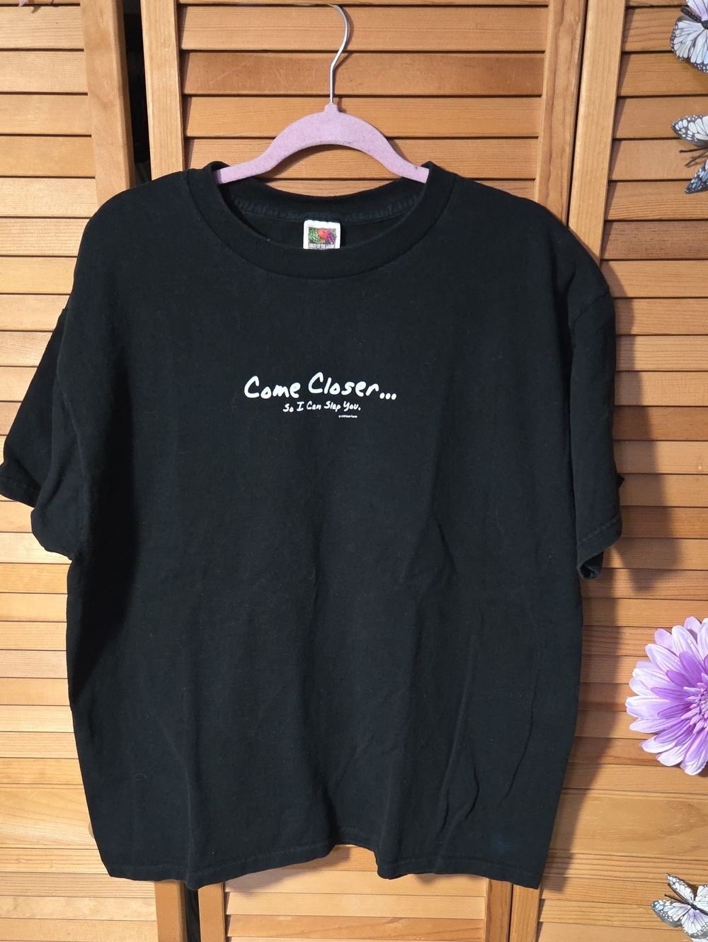 Don't Panic! Black Unisex “Come Closer” Graphic Tee